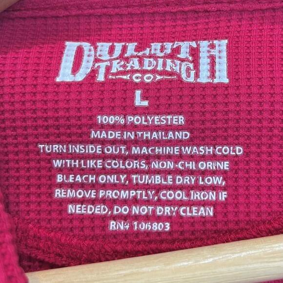 DULUTH TRADING Thermal Waffle Knit Hoodie Pullover Top Pink Size L - Picture 3 of 9